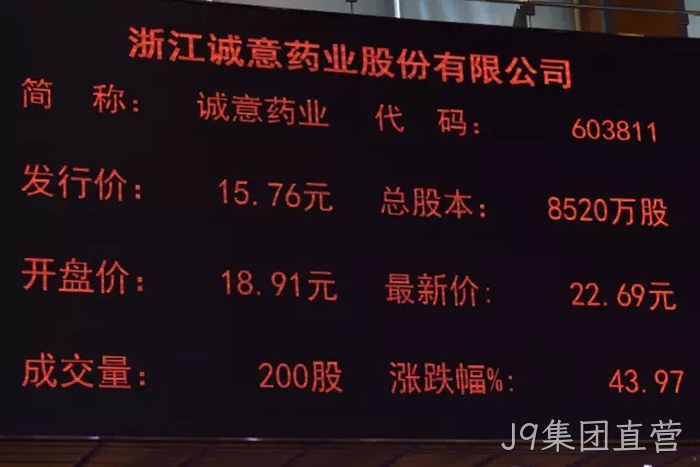 J9集团直营成功上市